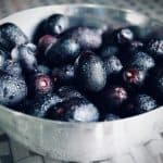 blueberries in a metal bowl