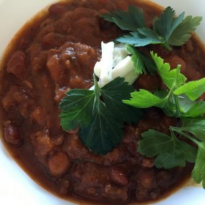 bean chili with cilantro