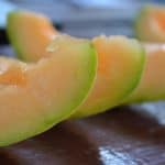 closeup of cut cantaloupe pieces