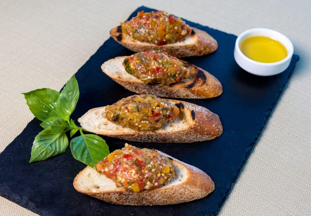 pickled eggplant on bread