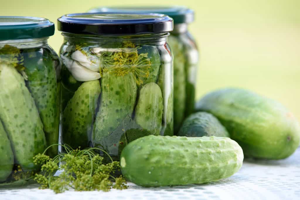 pickled cucumbers in jar